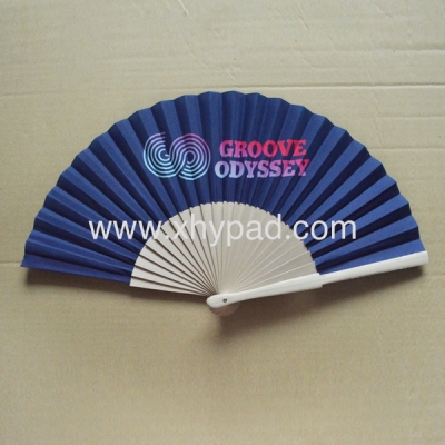 Deep Blue Company Logo Future Design Promotion Wood Hand Fan