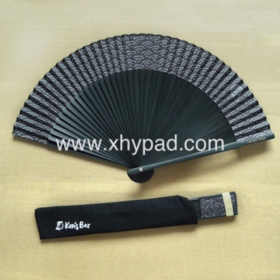 Customized Black Gift Fabric Bamboo Hand Fan