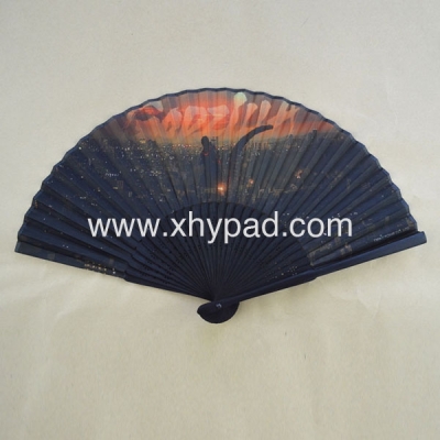 Promotional Film Poster Fabric Bamboo Hand Fan